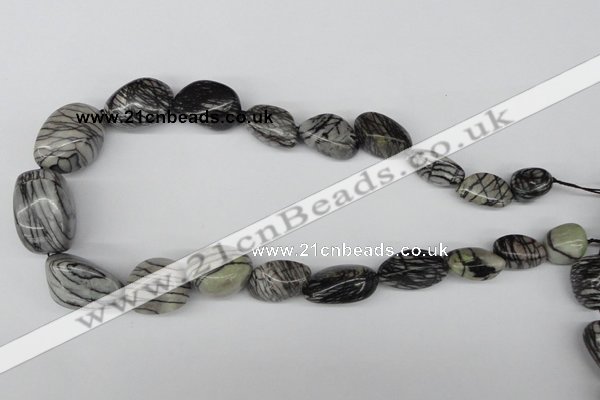 CNG62 15.5 inches 12*18mm - 20*30mm nuggets black water jasper beads