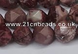 CNG6200 15.5 inches 10mm faceted nuggets red artistic jasper beads