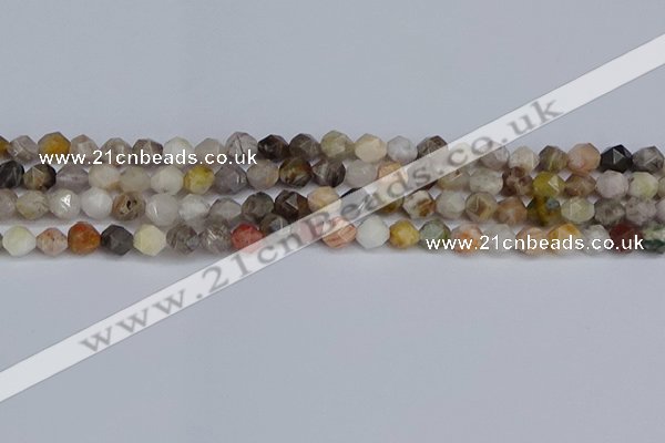 CNG6221 15.5 inches 6mm faceted nuggets silver needle agate beads