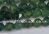 CNG6225 15.5 inches 6mm faceted nuggets moss agate beads