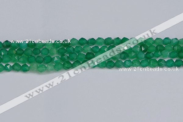 CNG6226 15.5 inches 6mm faceted nuggets green agate beads