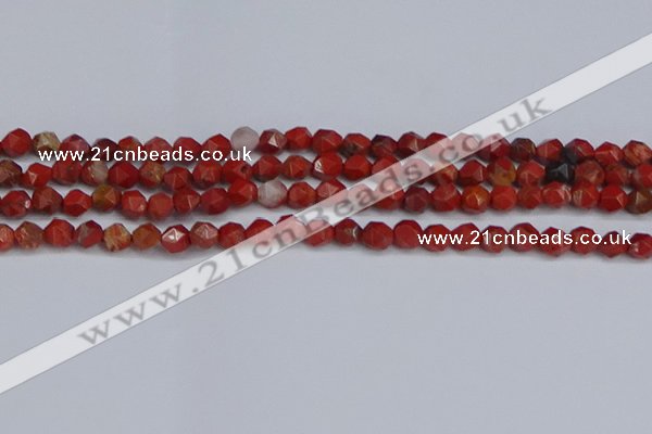 CNG6241 15.5 inches 6mm faceted nuggets red jasper beads