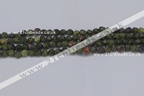 CNG6243 15.5 inches 6mm faceted nuggets green lace stone beads