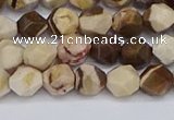 CNG6245 15.5 inches 6mm faceted nuggets zebra jasper beads