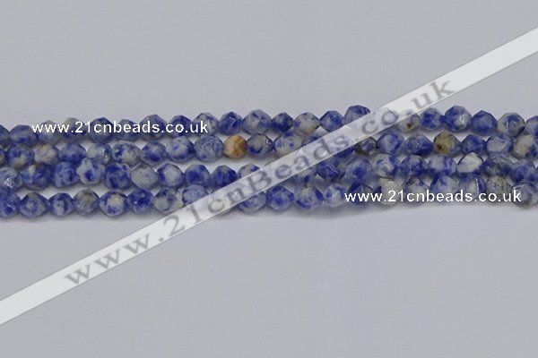 CNG6250 15.5 inches 6mm faceted nuggets blue spot stone beads