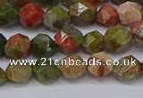 CNG6254 15.5 inches 6mm faceted nuggets unakite beads wholesale