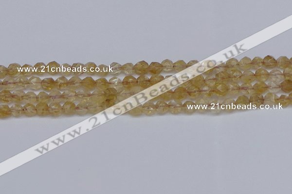 CNG6259 15.5 inches 6mm faceted nuggets coffee cherry quartz beads