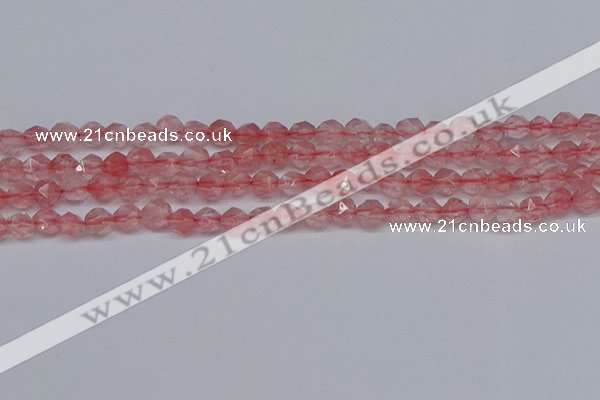 CNG6260 15.5 inches 6mm faceted nuggets cherry quartz beads