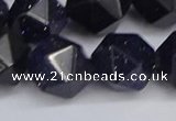 CNG6297 15.5 inches 14mm faceted nuggets blue goldstone beads