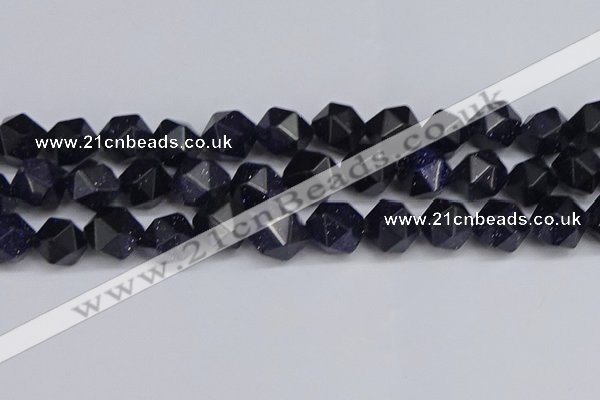 CNG6297 15.5 inches 14mm faceted nuggets blue goldstone beads