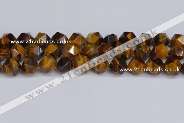 CNG6299 15.5 inches 14mm faceted nuggets yellow tiger eye beads