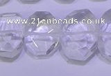 CNG6300 13*18mm - 15*20mm faceted freeform white crystal beads