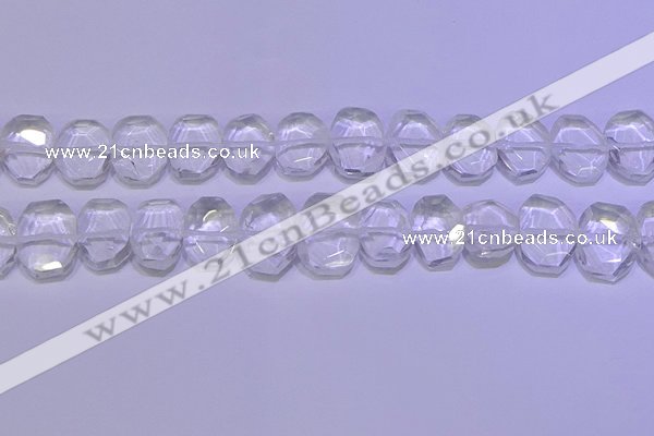 CNG6300 13*18mm - 15*20mm faceted freeform white crystal beads