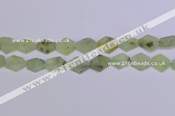 CNG6357 14*18mm - 16*22mm freeform green matte rutilated quartz beads