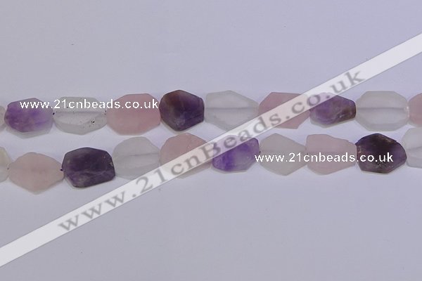 CNG6364 15.5 inches 14*18mm - 16*22mm freeform matte mixed quartz beads