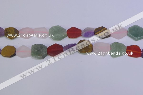 CNG6375 15.5 inches 14*18mm - 16*22mm freeform matte mixed gemstone beads