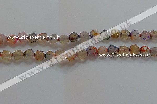 CNG6502 15.5 inches 10mm faceted nuggets agate beads wholesale