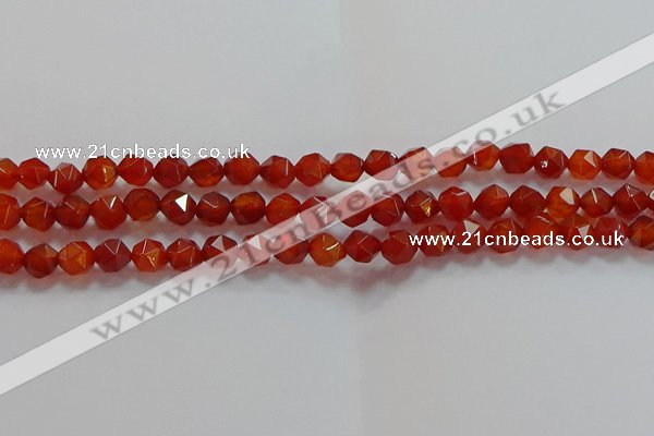 CNG6504 15.5 inches 6mm faceted nuggets red agate beads