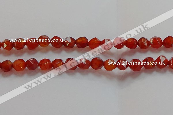 CNG6506 15.5 inches 10mm faceted nuggets red agate beads