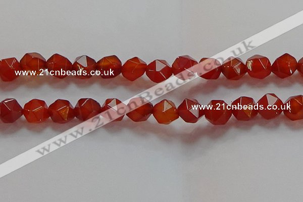 CNG6507 15.5 inches 12mm faceted nuggets red agate beads