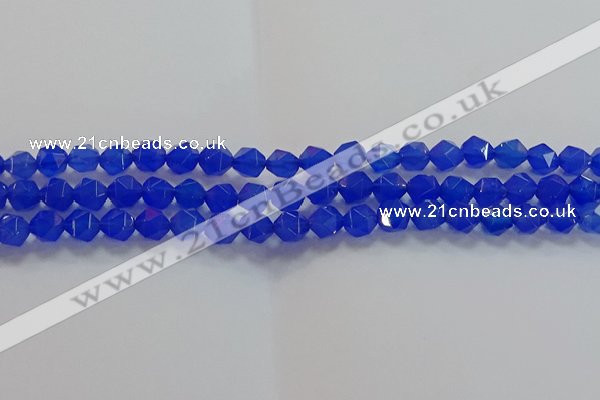 CNG6508 15.5 inches 6mm faceted nuggets blue agate beads