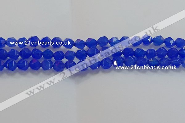 CNG6509 15.5 inches 8mm faceted nuggets blue agate beads