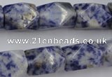 CNG651 15.5 inches 13*18mm faceted nuggets blue spot gemstone beads