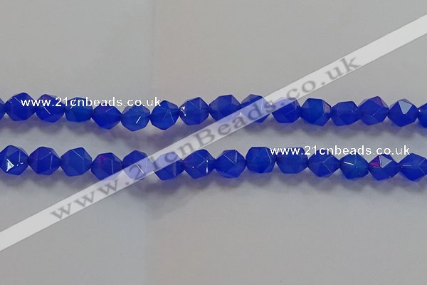 CNG6510 15.5 inches 10mm faceted nuggets blue agate beads