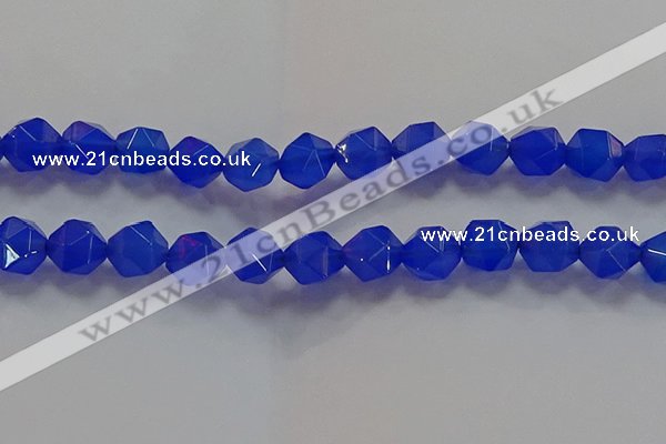 CNG6511 15.5 inches 12mm faceted nuggets blue agate beads