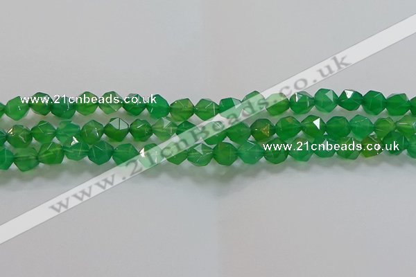 CNG6513 15.5 inches 8mm faceted nuggets green agate beads