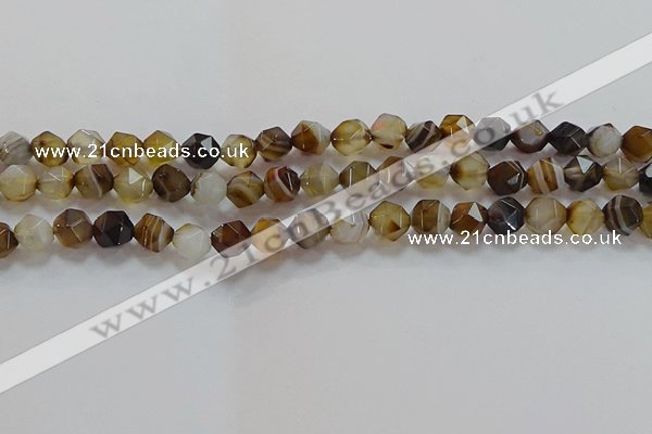 CNG6517 15.5 inches 8mm faceted nuggets line agate beads