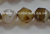 CNG6519 15.5 inches 12mm faceted nuggets line agate beads