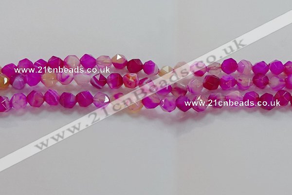 CNG6521 15.5 inches 8mm faceted nuggets line agate beads