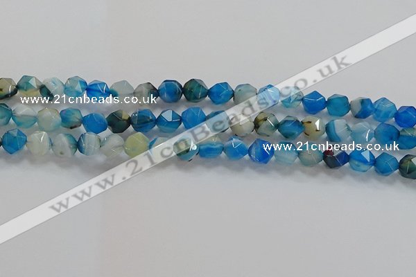 CNG6524 15.5 inches 6mm faceted nuggets line agate beads