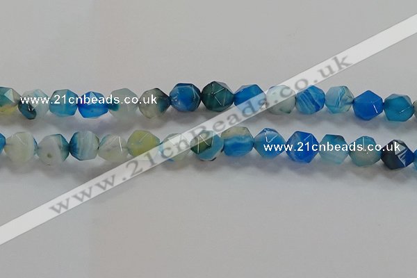 CNG6526 15.5 inches 10mm faceted nuggets line agate beads