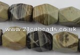 CNG653 15.5 inches 13*18mm faceted nuggets silver leaf jasper beads