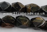 CNG654 15.5 inches 13*18mm faceted nuggets blue tiger eye beads