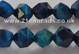 CNG6540 15.5 inches 10mm faceted nuggets blue tiger eye beads