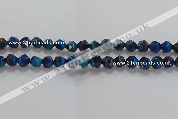 CNG6540 15.5 inches 10mm faceted nuggets blue tiger eye beads