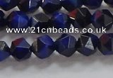 CNG6542 15.5 inches 6mm faceted nuggets blue tiger eye beads