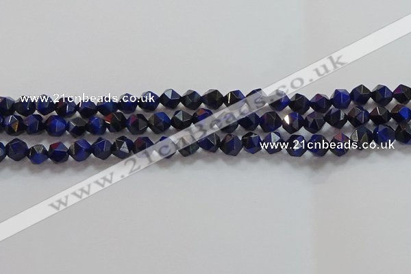 CNG6542 15.5 inches 6mm faceted nuggets blue tiger eye beads