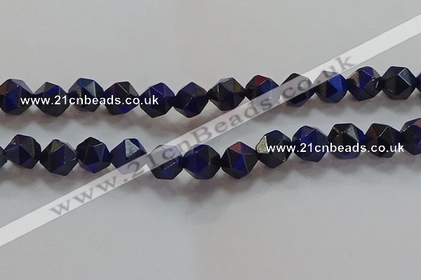 CNG6545 15.5 inches 12mm faceted nuggets blue tiger eye beads