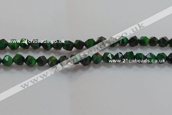 CNG6547 15.5 inches 8mm faceted nuggets green tiger eye beads