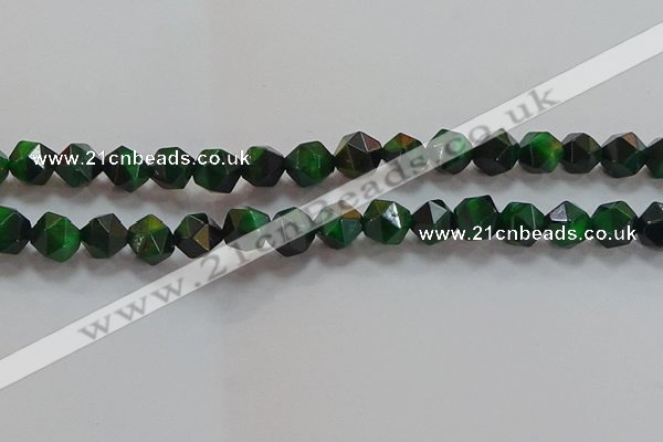 CNG6548 15.5 inches 10mm faceted nuggets green tiger eye beads