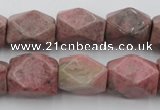 CNG658 15.5 inches 13*18mm faceted nuggets rhodochrosite beads