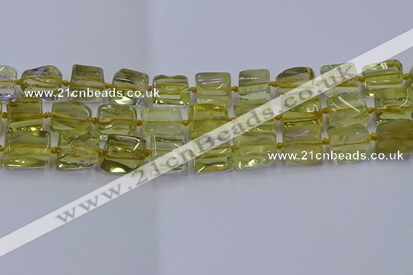 CNG6807 15.5 inches 8*12mm - 10*16mm nuggets lemon quartz beads