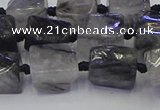 CNG6821 15.5 inches 5*8mm - 8*12mm nuggets black rutilated quartz beads