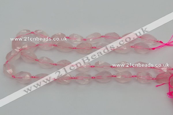 CNG6916 15.5 inches 12*16mm - 13*18mm faceted nuggets rose quartz beads