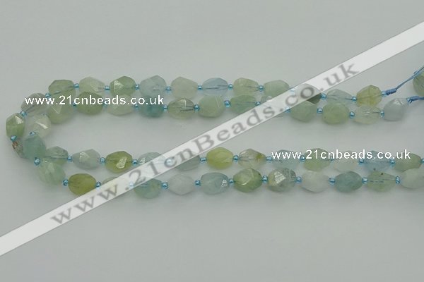 CNG6920 15.5 inches 8*12mm - 12*16mm faceted nuggets aquamarine beads