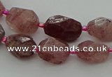CNG6923 15.5 inches 8*12mm - 12*16mm faceted nuggets strawberry quartz bead